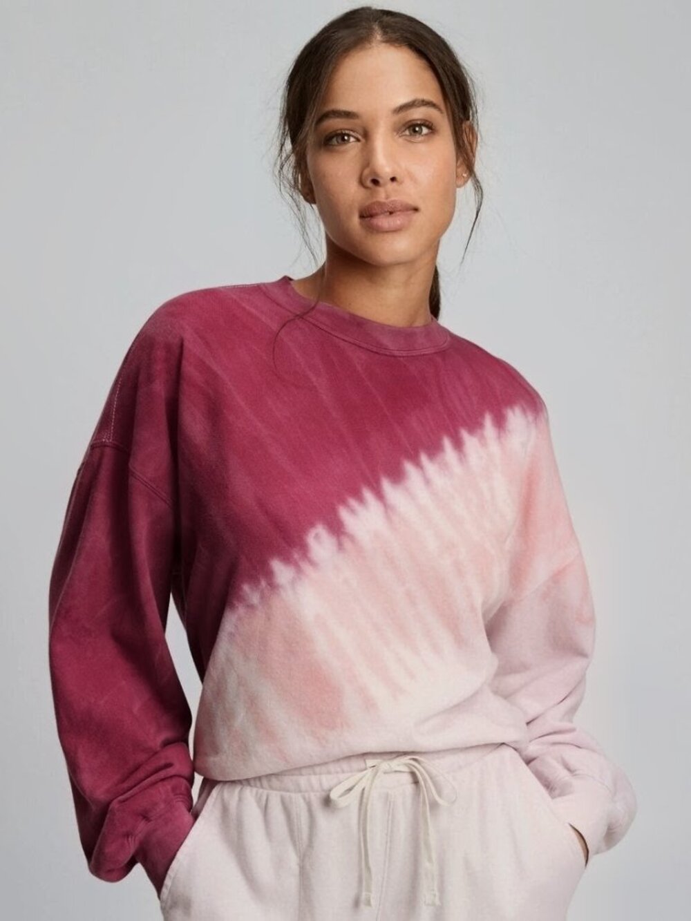 GAP Tie-Dye Pullover Sweatshirt in Purple, Pink & Cream